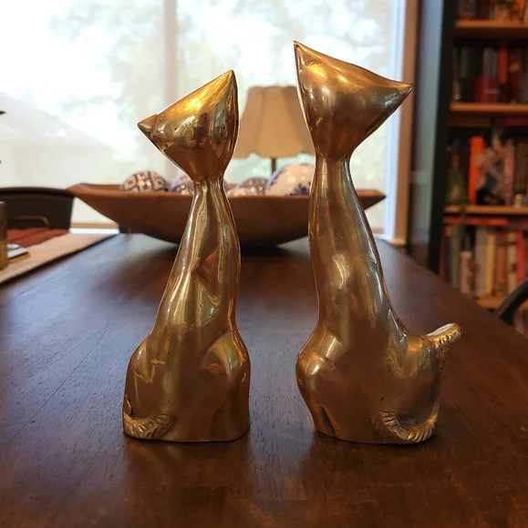 Pair of Brass Cats - Picture 2 of 5